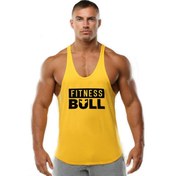 Resim Fitness Bull Gym Tank Top Sporcu Atleti Sarı 