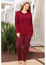 Resim Aydoğan Kadın İnci Büyük Beden Kiraz Kırmızı Pijama Takımı 0496 Kırmızı 