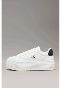Resim Calvin Klein Kadın Platform Taban Beyaz Deri Sneaker Çok Renkli 