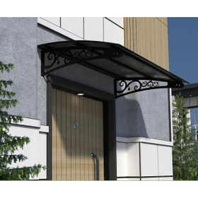 Resim Şentürk Metal Taşıyıcılı Kapı Üstü Pratik Sundurma Siyah - Siyah Levha 250 x 100 Md2 