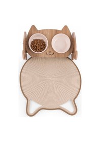 Resim Gobypet Jüt Kulaklı Yuvarlak Kedi Köpek Mama Yatak Önü Paspası Hasır Kedi Matı 40 x 40 CM 