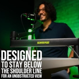 Resim Shure by Gator Premium Düşük Profilli Masaüstü Mikrofon Bom Standı; Podcast, Akış ve Ev Ofis Kurulumları için Tamamen Ayarlanabilir (SH-BROADCAST2) 