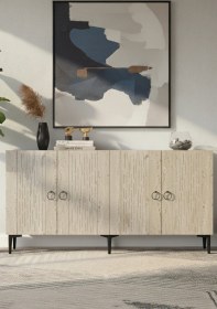 Resim Ka1515bt Raın150 Konsol, Kahve Köşesi, Tv Sehpası Beyaz-traverten 150cm Beyaz 