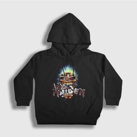 Resim Presmono Unisex Çocuk Eat Iron Maiden Kapüşonlu Sweatshirt Siyah 