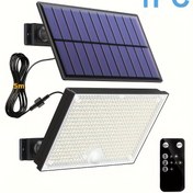 Resim 400 LED Güneş Hareket Sensörlü Işıklar Dış Mekan, Uzaktan Kumanda, Bireysel Paneller, 5.0 Metre Kablo, Şafakdan Işık, Güvenli Güneş Sel Işıkları Dış Mekan Veranda Bahçe Shed Duvar Noel Hediyeleri Erkek Arkadaş Hediyeleri Babalar Günü 