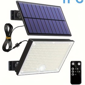 Resim 400 LED Güneş Hareket Sensörlü Işıklar Dış Mekan, Uzaktan Kumanda, Bireysel Paneller, 5.0 Metre Kablo, Şafakdan Işık, Güvenli Güneş Sel Işıkları Dış Mekan Veranda Bahçe Shed Duvar Noel Hediyeleri Erkek Arkadaş Hediyeleri Babalar Günü 