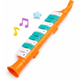 Resim Melodika Oyuncak Flüt Nota Etiketli Eğitici Müzik Aleti Turuncu 