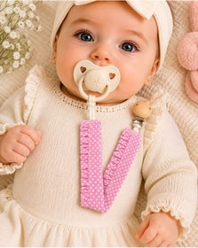Resim LUMİBABY BUTİK %100 pamuk Fırfır detaylı emzik askısı,emzik zinciri 