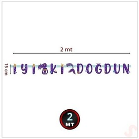 Resim Pırıltılı Deniz Kızı İyiki Doğdun Banner, 2 Mt 