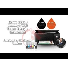 Resim Epson Ecotank L3250 Wi-Fi + Tarayıcı + Fotokopi Renkli Çok Fonksiyonlu Tanklı Mürekkep Püskürtmeli Yazıcı ( Orijinal) 