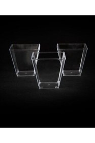 Resim moontime alaçatı Akrilik Prizma Kübik Kase 200cc 10'lu Set, Kapaksız, Şık ve Dayanıklı 