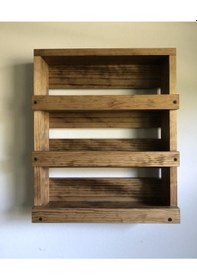 Resim Kuzela Ahşap Duvar Baharatlık Rafı Ve Terek Ceviz 