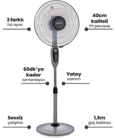 Resim GoldMaster Airy 16 inch Zaman Ve Hız Ayarlı Ayaklı Vantilatör 