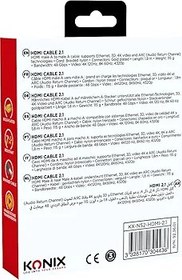 Resim Konix Nintendo Switch 2 için HDMI 2.1 Kablo - Örgülü Naylon - 4K ve 8K Uyumluluk - Uzunluk 1,8 m - Siyah 