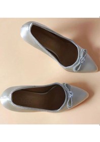 Resim Feles Saten Kumaş Taşlı Kadın Stiletto Ten-Saten 