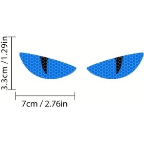Resim Gateesat Mavi Şeytan Gözü Reflektif Çıkartma 2li Set Gece Güvenliği Araç Bisiklet Motosiklet Dekor 