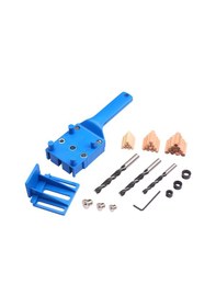 Resim 41 Adet Hızlı Ahşap Dübelleme Aparatı Seti Elde Taşınabilir Cep Deliği Aparatı 6/8/10mm Matkap Uçlarına Uygun Düz Delik Mavi 