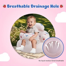 Resim BB Şişme Bebek Banyo Oturma ve Öğrenme Sandalyesi - Yumuşak Yastıklı Kaymaz Tasarım, Taşınabilir Elektriksiz Beslenme Sandalyesi, Beyaz ve Mavi Detaylarla, Bebek Sandalyesi, Bebek Oturma Çözümü, Güvenli Bebek Mobilyası, Kolay Şişme Cihazı 