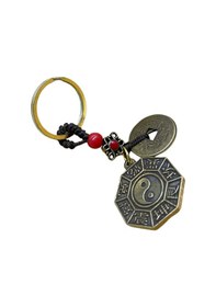 Resim Büro Ev Ofis Hediyesi İçin Antik Metal Yin Yang Anahtarlık Çok Renkli 