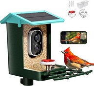 Resim Heapets Güneş Enerjili 2K HD Kameralı Kuş Yemliği Nane Mavisi 