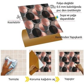 Resim Tink Kendinden Yapışkanlı Koyu Yuvarlak Desenli Pvc Karo 30x30 Cm 