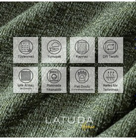 Resim Jakarlı Şönil Koltuk Örtüsü Kanepe Örtüsü Koltuk Şalı 110x175 2 Ad. Kaymaz Sage Yeşil Yeşil 