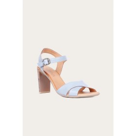 Resim Bueno Shoes Mavi Deri Kadın Topuklu Sandalet 