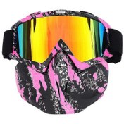 Resim Motosiklet Gözlükleri Kask Sürüş Gözlükleri Gözlük Maskesi Pembe Ve Siyah 