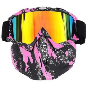 Resim Motosiklet Gözlükleri Kask Sürüş Gözlükleri Gözlük Maskesi Pembe Ve Siyah 