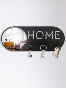Resim GEEG Aynalı Home Anahtar Askısı Siyah Oval Tasarım Organizer Dekoratif Anahtar Home Askılık 
