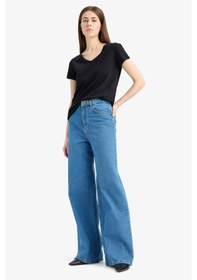 Resim Defacto Regular Fit V Yaka Basic Düz Kısa Kollu Tişört C2058ax25smbk81 SIYAH 