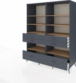 Resim Kronos Gardrop 8 Raflı 6 Çekmeceli 176x59x221 Antrasit-çam/antrasit Çam/antrasit 