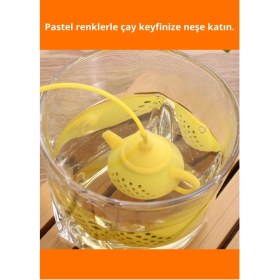 Resim Letsii Çaydanlık Tasarımlı 100% Gıda Sınıfı Silikon Çay Demleme Süzgeci 