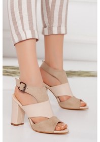 Resim Magdalena Ten Yüksek Topuk Açık Burun Sandalet 001 