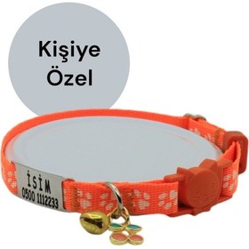 Resim İsimli, Güvenlik Kilitli Kedi Tasması- , İsimlikli Tasma Trpttr 