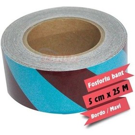 Resim Carub Fosforlu Çapraz Şerit Bant 5 CM X 25 Mt Bordo Mavi BR2406011 