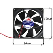 Resim 8Cm Kasa Fanı Siyah 80 x 80 x 25Mm Kasa Soğutucu Fan Sessiz 