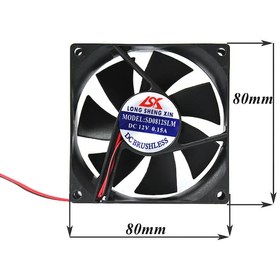 Resim 8Cm Kasa Fanı Siyah 80 x 80 x 25Mm Kasa Soğutucu Fan Sessiz 
