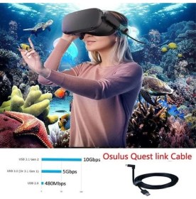 Resim Pluscore Usb3.2 Oculus Quest 3/2/1 Pico 4 Uyumlu, 5gbps Hızlı Aktarım, Vr Uyumlu 5m Kablo 