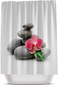 Resim Tropikhome Duş Perdesi Su Geçirmez 180x200 Banyo Perdesi Taş Desen Banyo Duş Perdesi, Küflenmez Duş Perdeleri Yüksek Kaliteli Küvet Perdesi-12 C Halka Hediyeli Duş Perde-Banyo ve Duş Aksesuarları Banyo Perde Set 