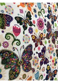 Resim Enesar Home Butterfly Renkli Kelebek Desenli Kumaş Kırlentlik Döşemelik Kumaş Dijital Baskı 100 x 140 cm 
