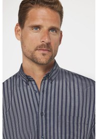 Resim Tudors Erkek Regular Fit Klasik Kesim Düğmeli Yaka Pamuklu Kolay Ütü Çizgili Gömlek-31546 Çok Renkli 