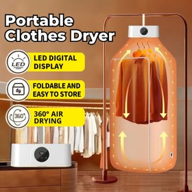 Resim Akıllı Dijital Ekran Giysi Kurutma Makinesi, Yüksek Güç, Zamanlayıcı Kurutma - Apartmanlar, Yurtlar, RV'ler için Kompakt ve Pratik Kurutucu! İş Seyahatleri ve Seyahatler için Hafif Kurutucu! 