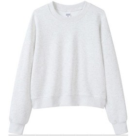 Resim Edwardest 2025 Kadın Sonbahar Ve Kış Yeni Ağır 350g Kısa Kadın Sweatshirt'ü Açık Gri 