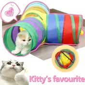 Resim Halloween Temalı, Göz Atma Deliği Bulunan Capricious Kedi Tünel Oyuncak - Etkileşimli Gökkuşağı Oyun Tüpü, İç Mekan Kedileri İçin Katlanabilir Polyester Tasarım 