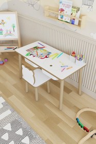 Resim POFİTTO Montessori Çocuk Masası-oyun Masası-aktivite Masası-etkinlik Masası Takımı 1 Panda Sandalye 