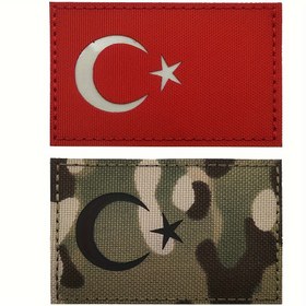 Resim 1 adet Kancalı ve Cırt Cırtlı Bağlantılı Yansıtıcı Moral Yaması ile Türkiye Bayrağı, Sırt Çantaları, Ceketler ve Giysiler için Polyester Elyaf Taktik Amblem 