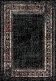 Resim Rovigo Dijital Baskı Yıkanabilir Kaymaz Taban Salon Halısı Ve Yolluk RVG0893-FNL110, Siyah, 180 x 250 