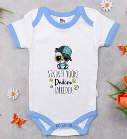 Resim Bitmeyen Kartuş Sıkıntı Yok Dedem Halleder Tasarımlı Mavi Bebek Body Zıbın-1 