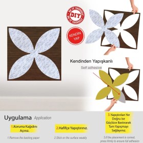 Resim Kendinden Yapışkanlı Pvc Yer Duvar Döşeme Parke Mermer Teak 40X40 cm 0,64 M²/4 Adet 